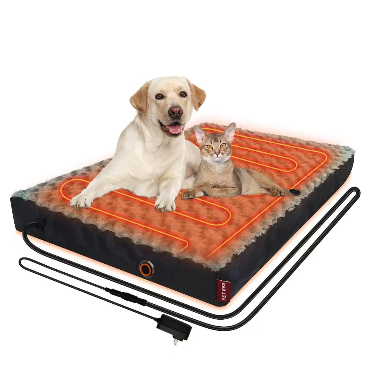 HyphessAda heated dog bed top view for orthopedic warmth and comfort