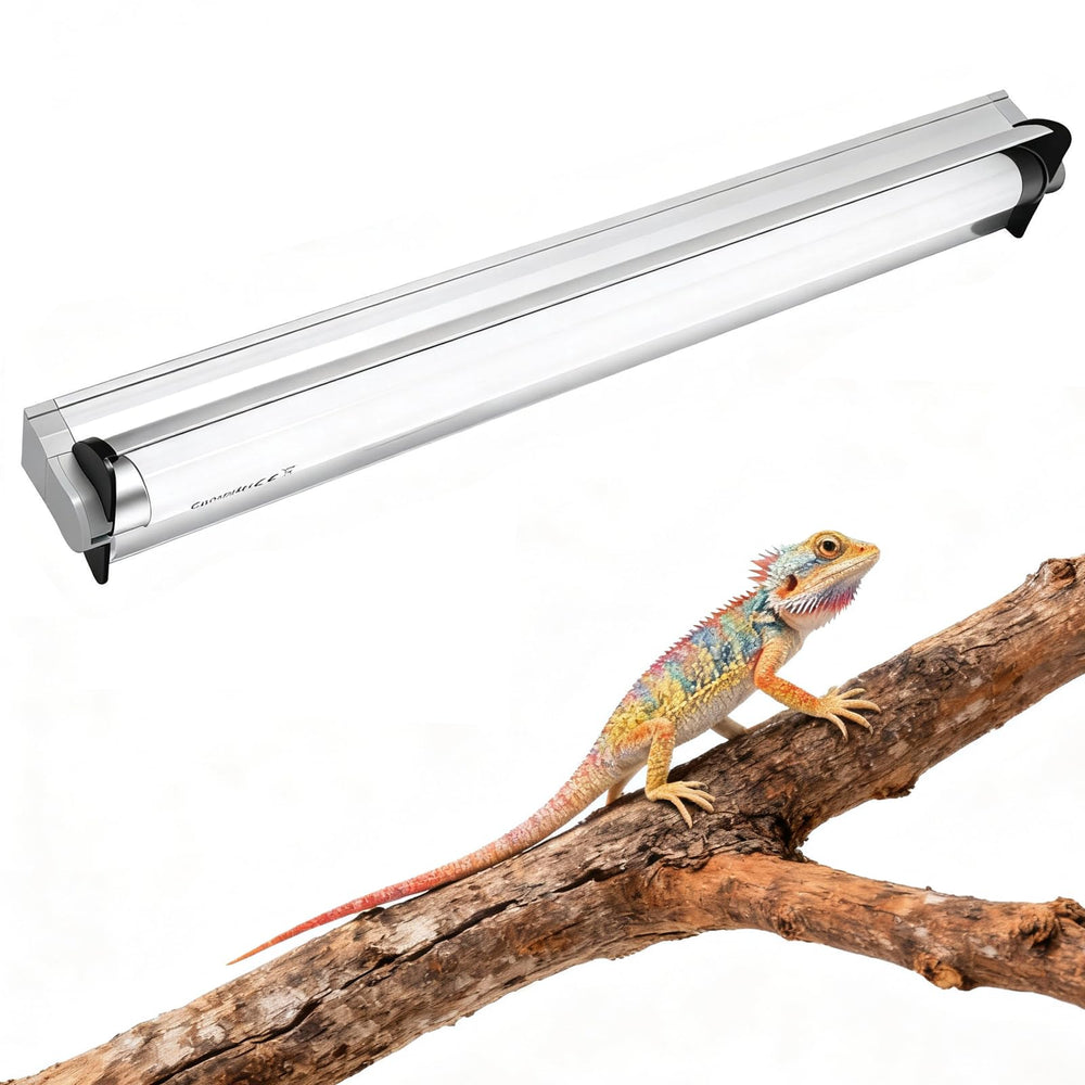 Hypool T8 UVB 15W bulb combo kit mounted on terrarium lid for even light coverage.