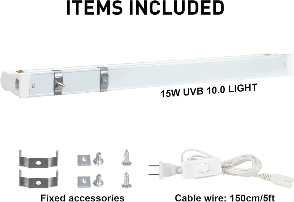 Hypool 18-inch length fits standard terrarium setups for uniform exposure.