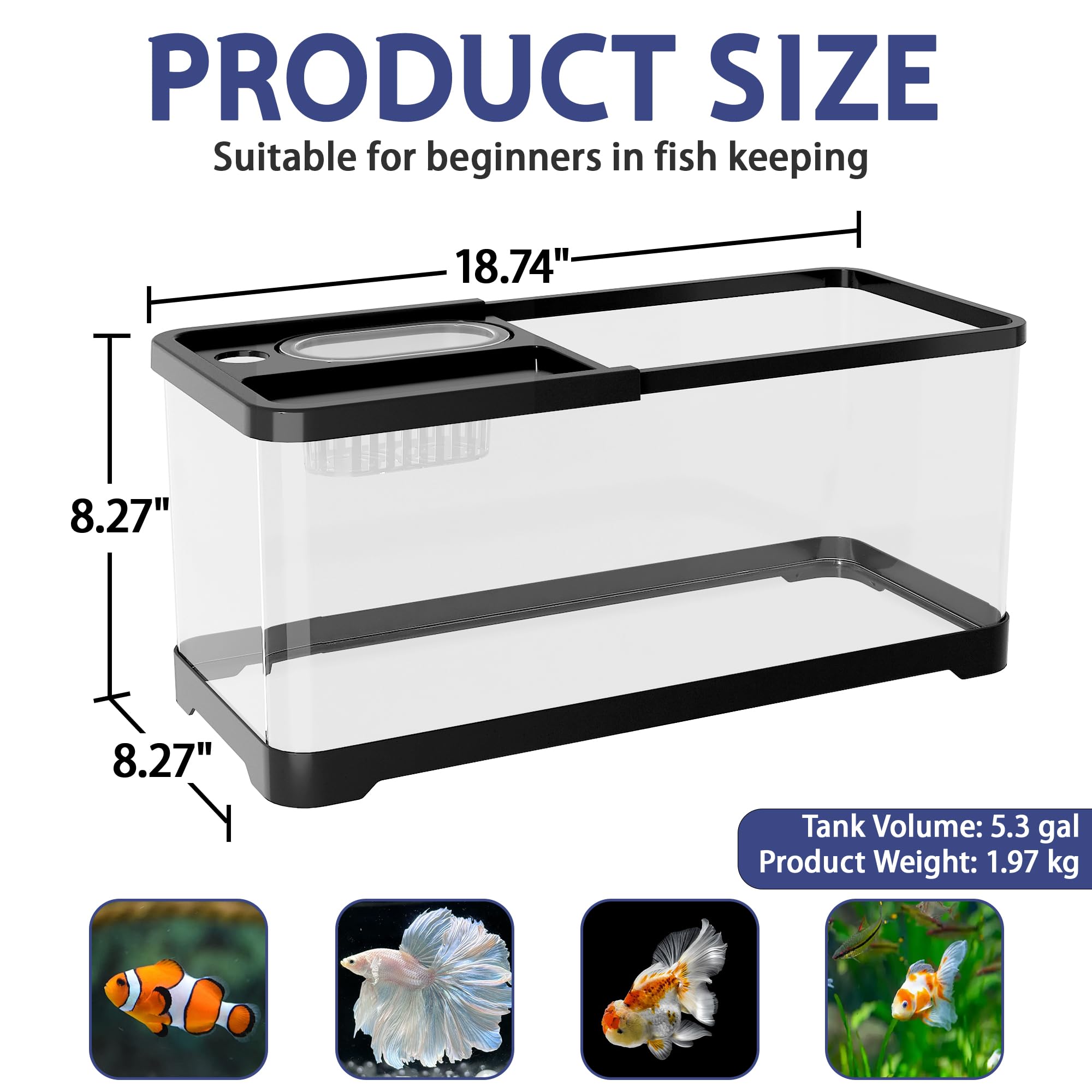 HYUVCX 360 degree view acrylic tank offers clear visibility
