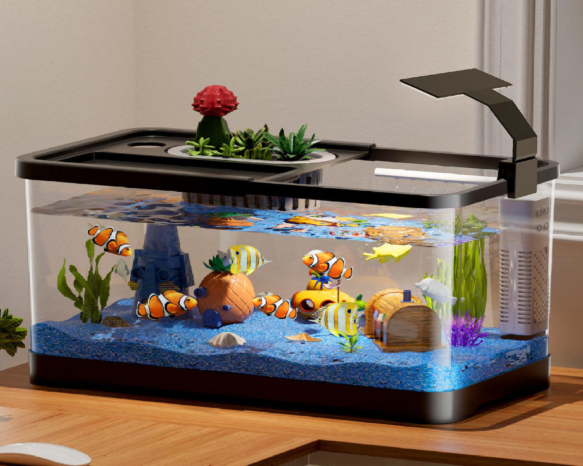 HYUVCX 5.3 gallon tank front view for easy setup and display
