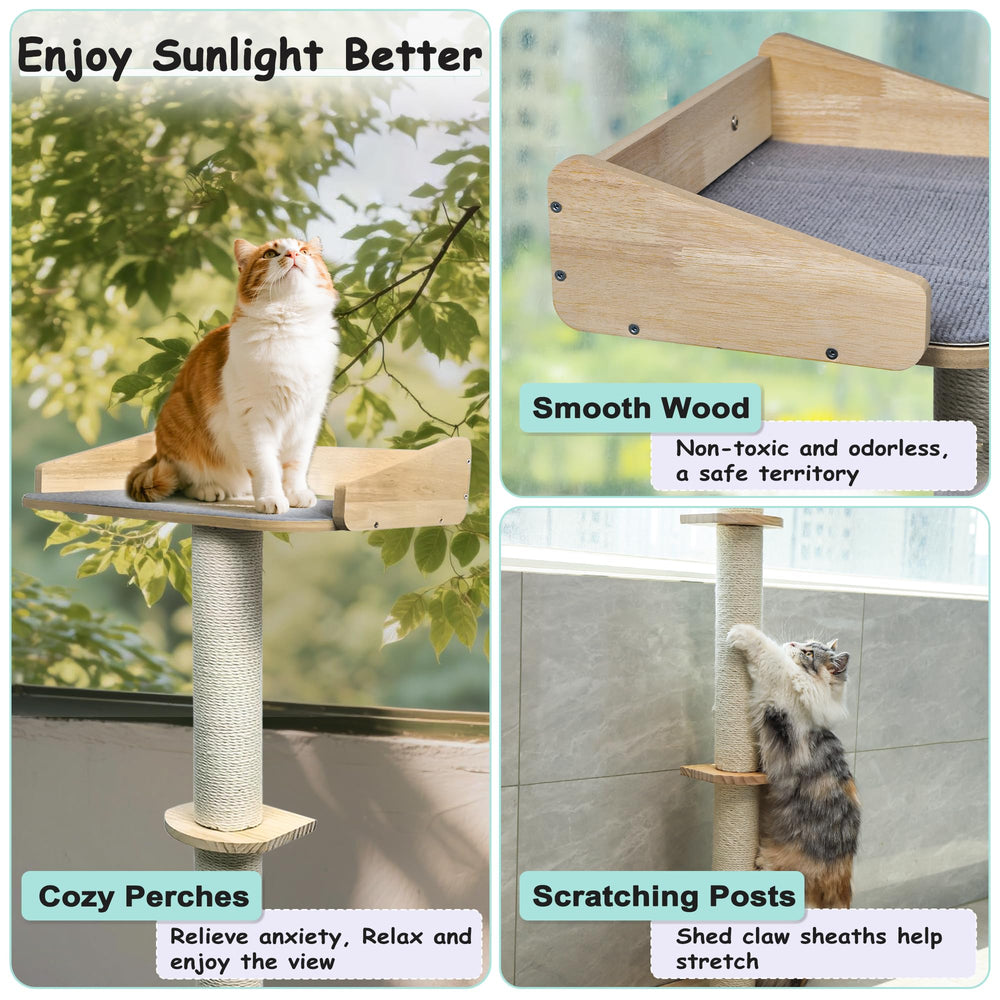 HYUVCX cat window perch anti-slip base provides stable lounging and reduced wobble.