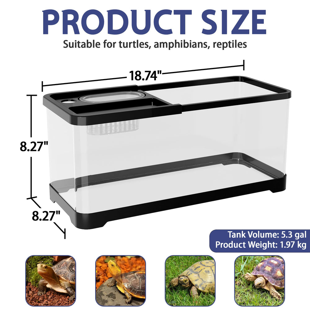 HYUVCX turtle tank 360° view delivers immersive observation from any angle.