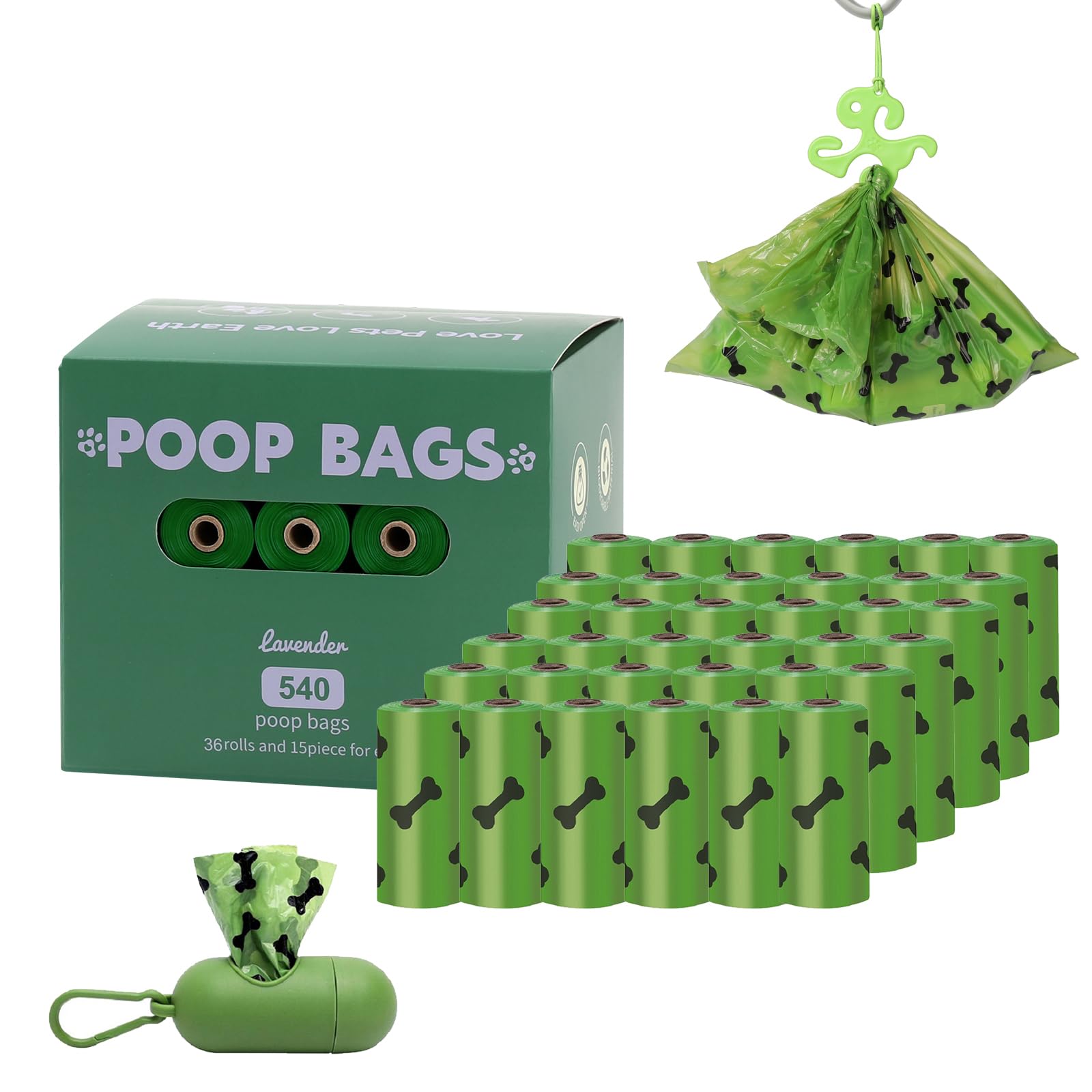 HZDHCLH poop bags 9x13 green-bones for sturdy, easy waste pickup.