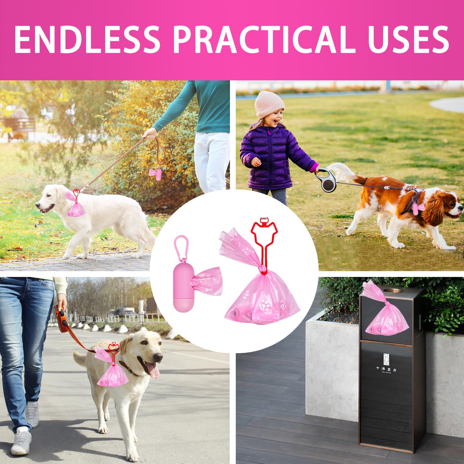 HZDHCLH with hook-dispenser makes traveling and walks hands-free.