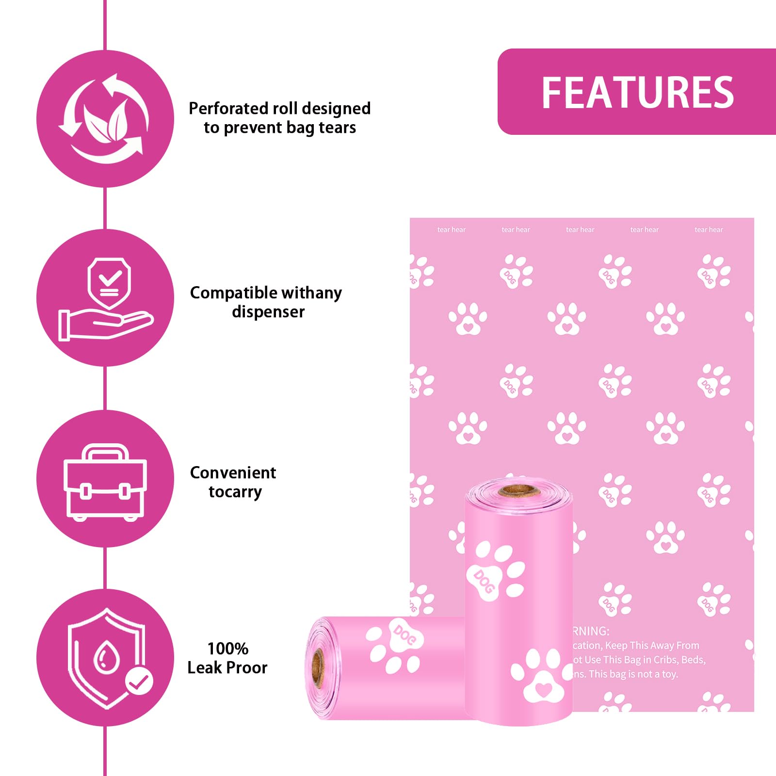 HZDHCLH thick leak-proof bags keep mess contained on any outing.