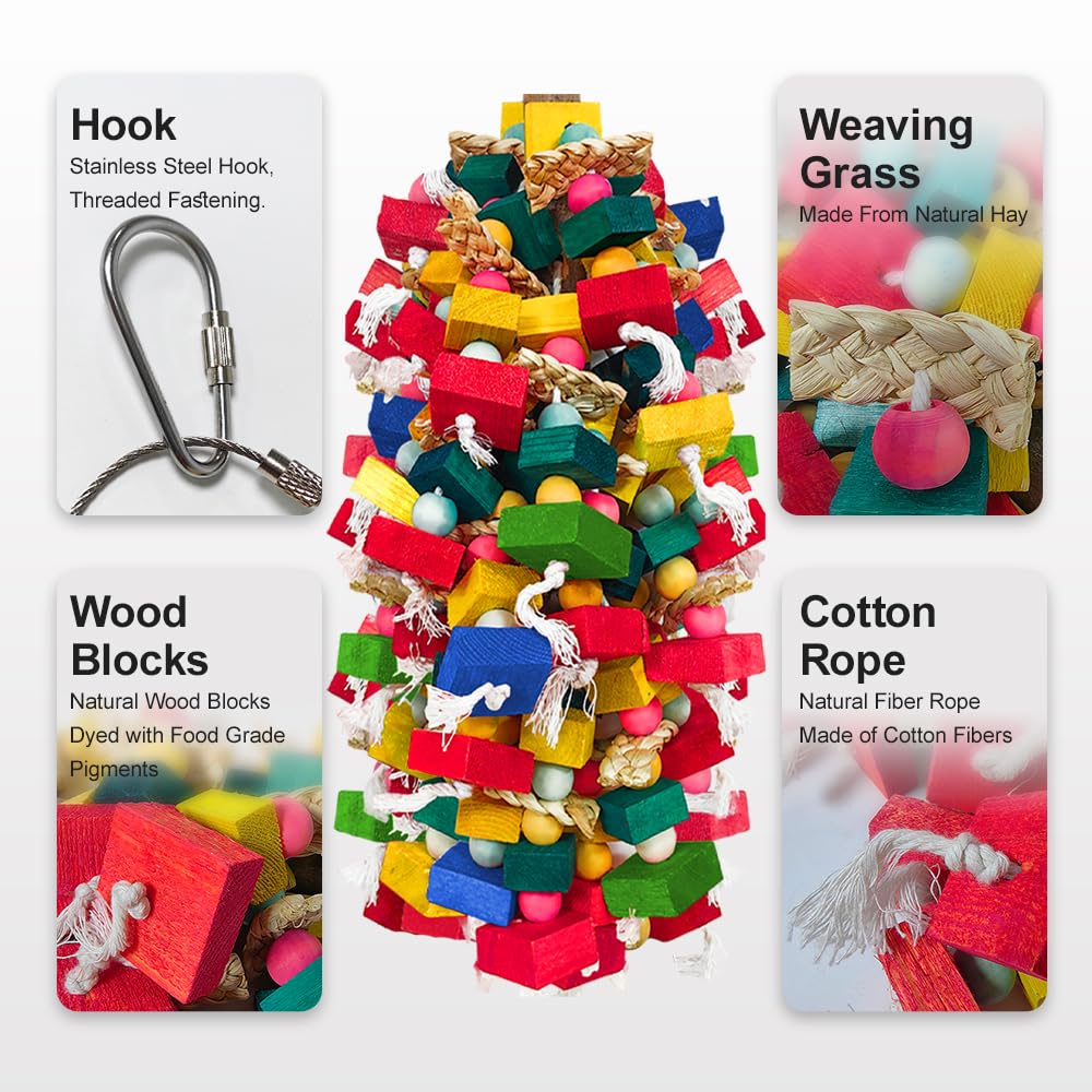 HZDZ LCPAW natural wood parrot chew toy supports safe teething and foraging.