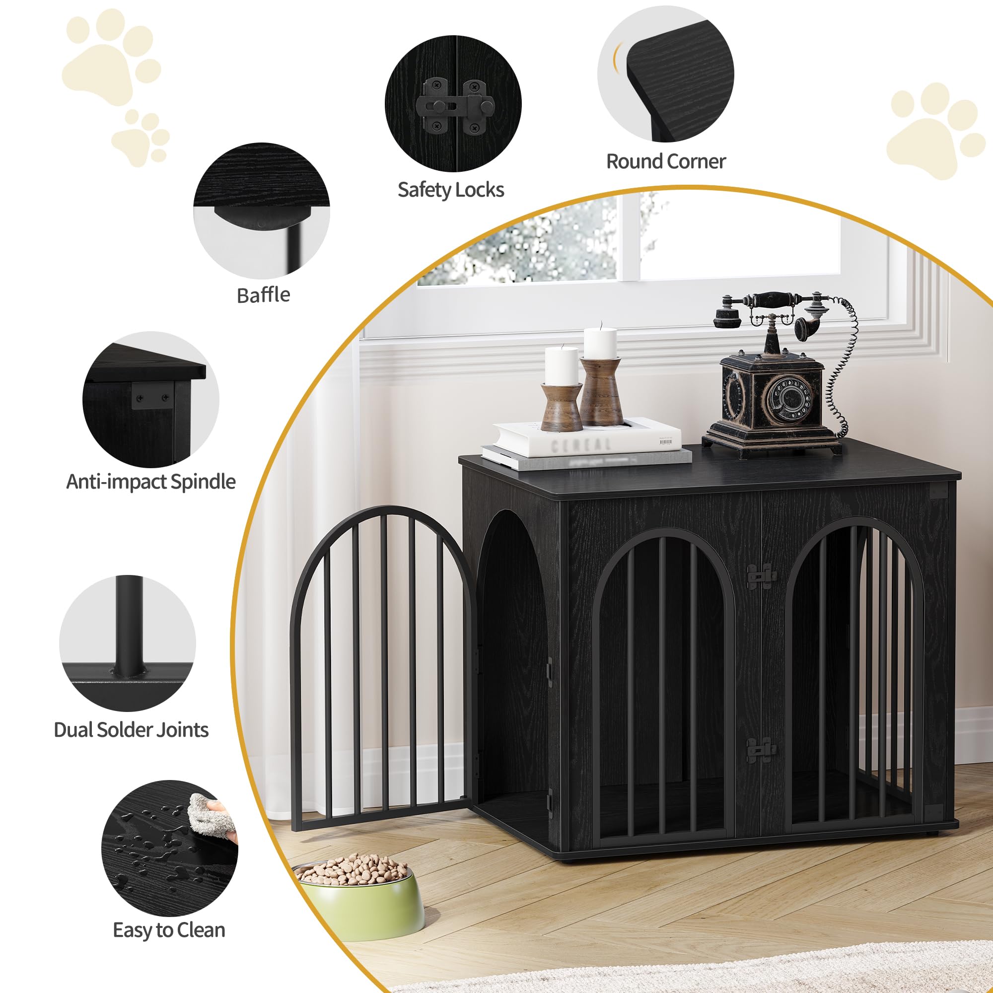 Hzuaneri black-finish crate complements modern living space aesthetics.