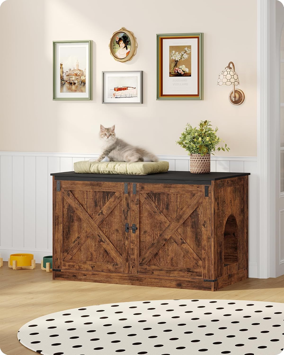 Hzuaneri cat litter box enclosure easy to assemble with labeled parts.