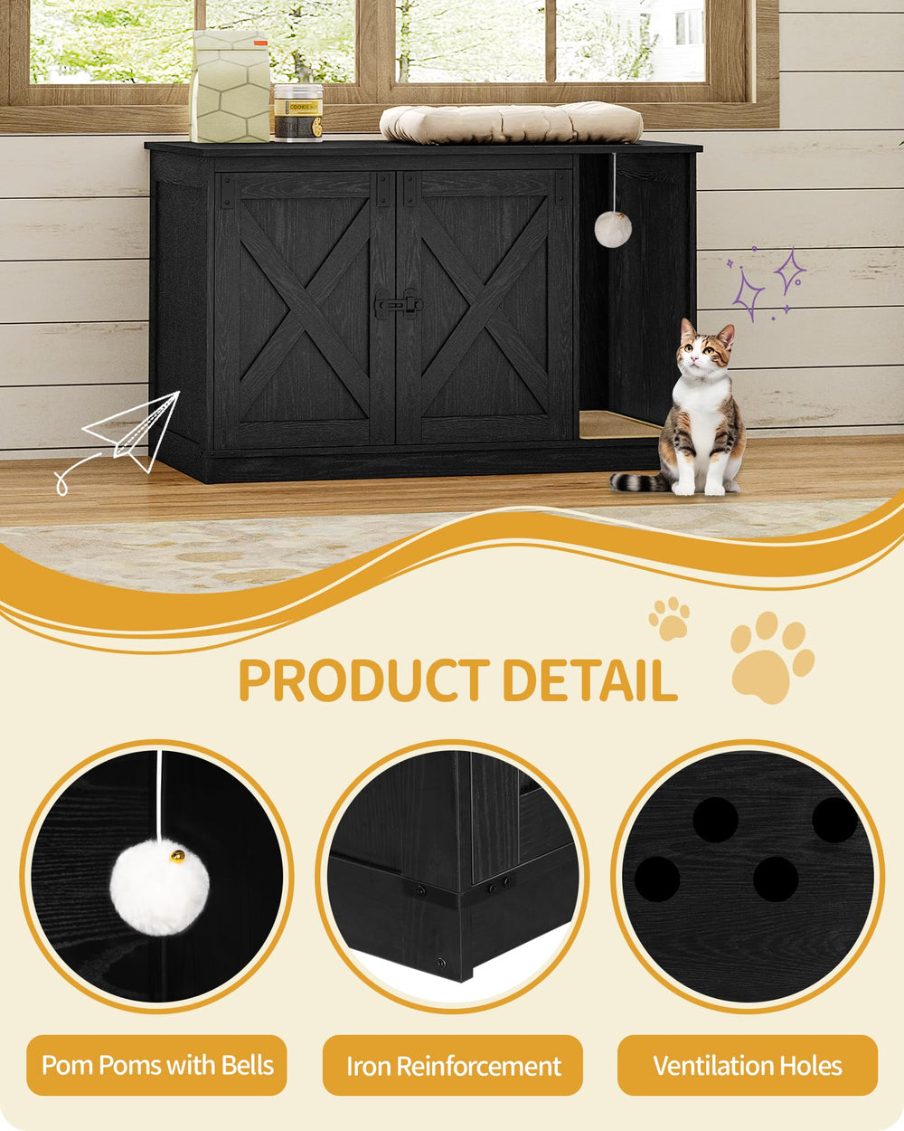 Hzuaneri cat-litter-box-enclosure bedroom setup blends with decor
