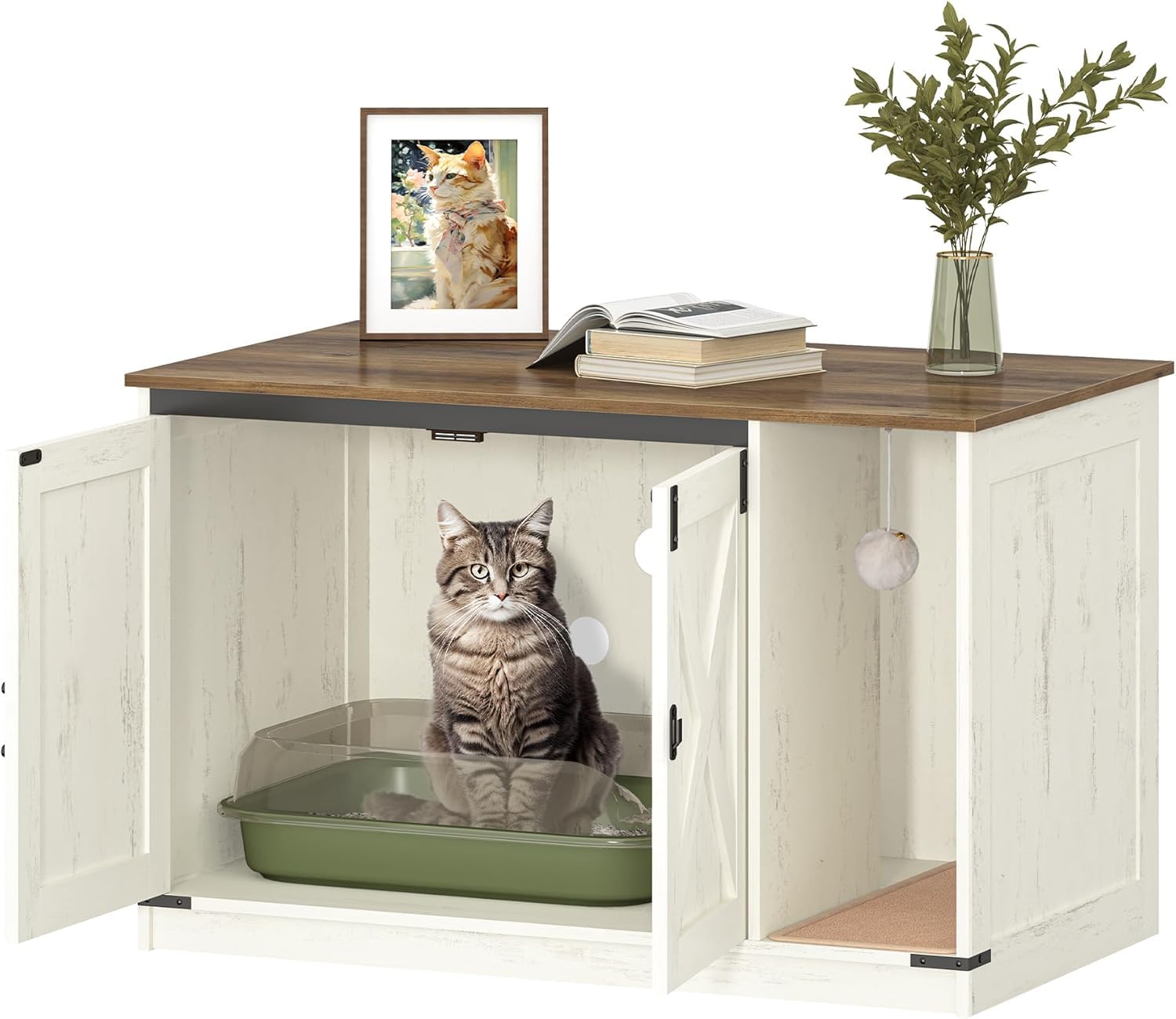 Hzuaneri cat litter box enclosure dimensions 39.4 x 21.7 x 24.8 inches.