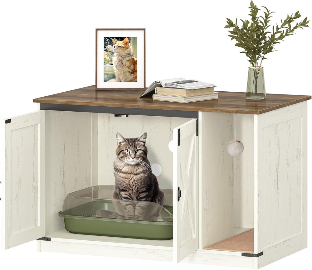 Hzuaneri cat litter box enclosure dimensions 39.4 x 21.7 x 24.8 inches.