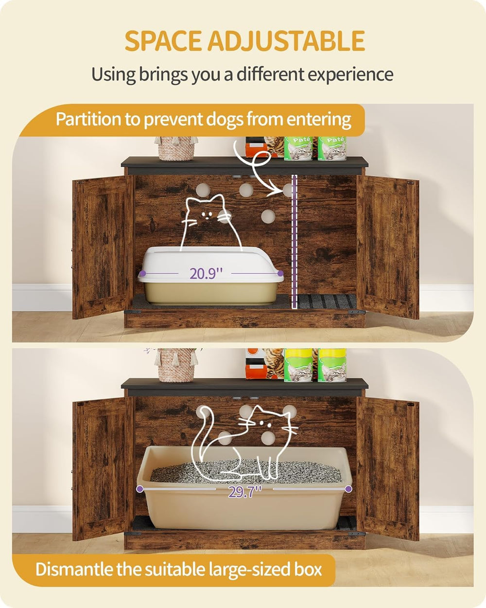 Hzuaneri cat litter box enclosure dog-proof corridor keeps privacy