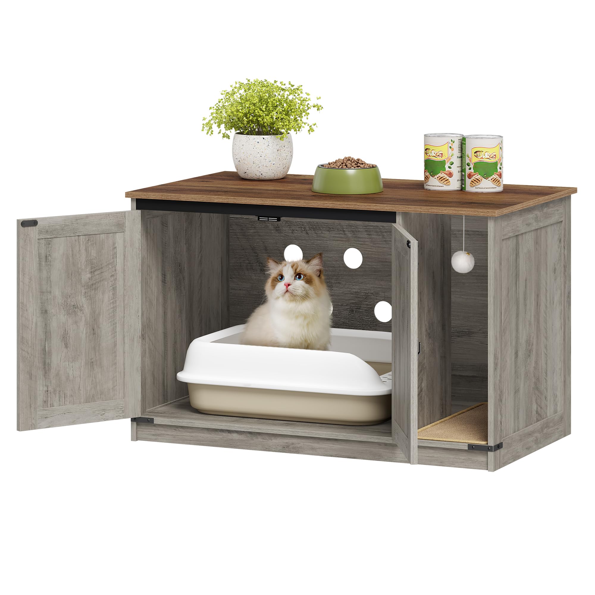 Hzuaneri cat litter box enclosure easy to assemble in about 30 minutes.