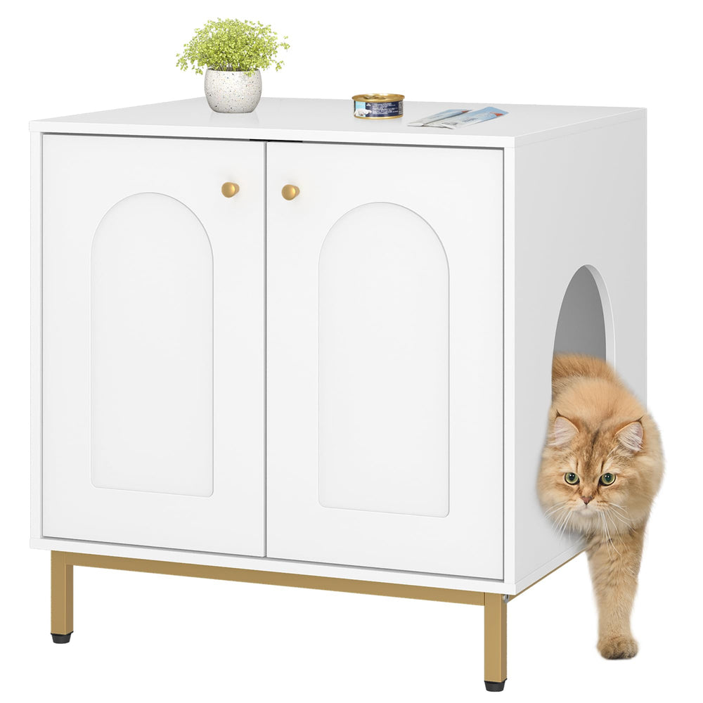 Hzuaneri cat litter box enclosure front view showing hidden entrance for discreet use