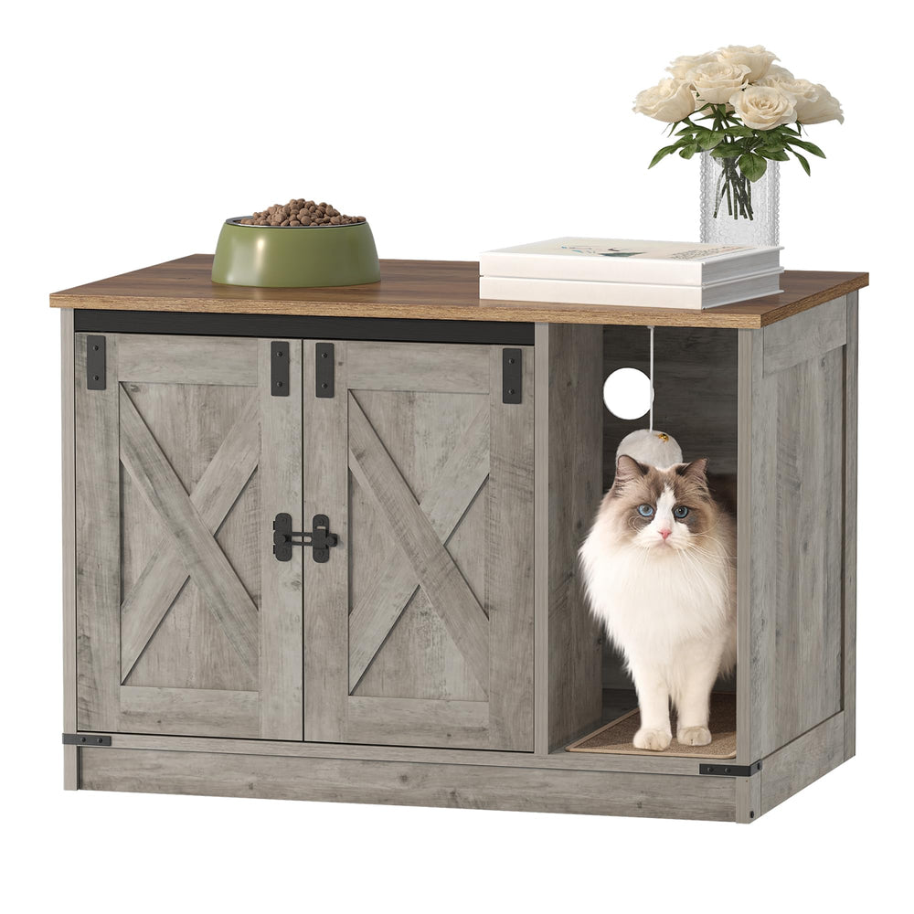 Hzuaneri cat litter box enclosure front view showing discreet privacy for hallway spaces