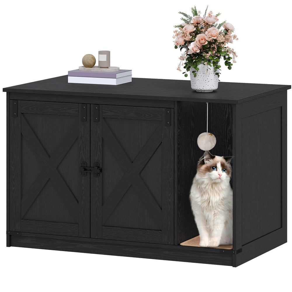Hzuaneri cat-litter-box-enclosure front view hides litter and enhances hallway aesthetics