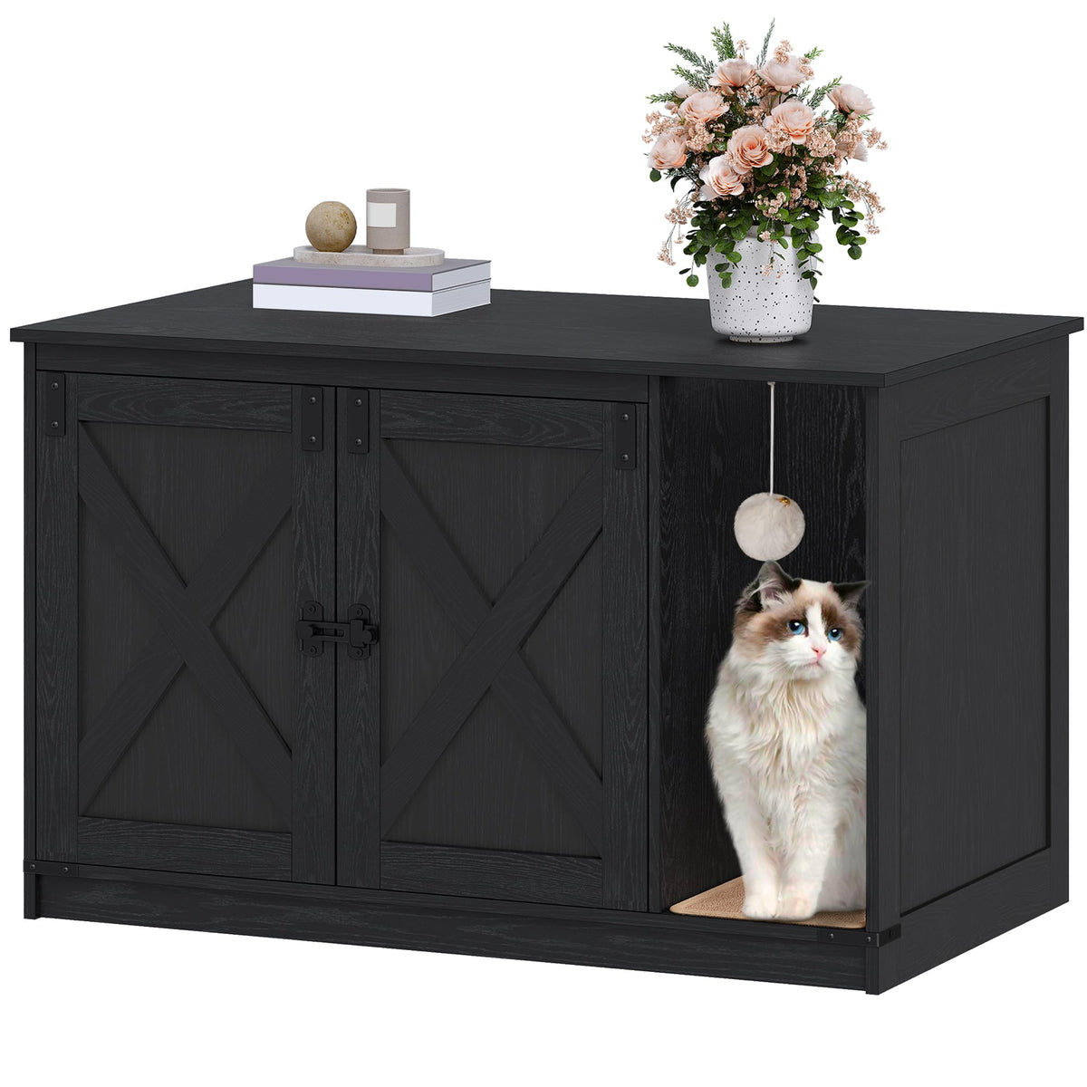 Hzuaneri cat-litter-box-enclosure front view hides litter and enhances hallway aesthetics