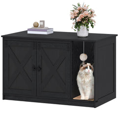Hzuaneri cat-litter-box-enclosure front view hides litter and enhances hallway aesthetics