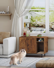 Hzuaneri cat litter box enclosure front view demonstrates easy access while maintaining decor.