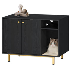 Hzuaneri CB01504G cat litter box enclosure front view with hidden space and modern finish