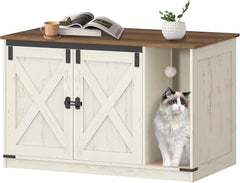 Hzuaneri cat litter box enclosure front view hiding litter and reducing visible mess.