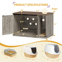 Hzuaneri cat litter box enclosure interior carpet reduces litter scatter.