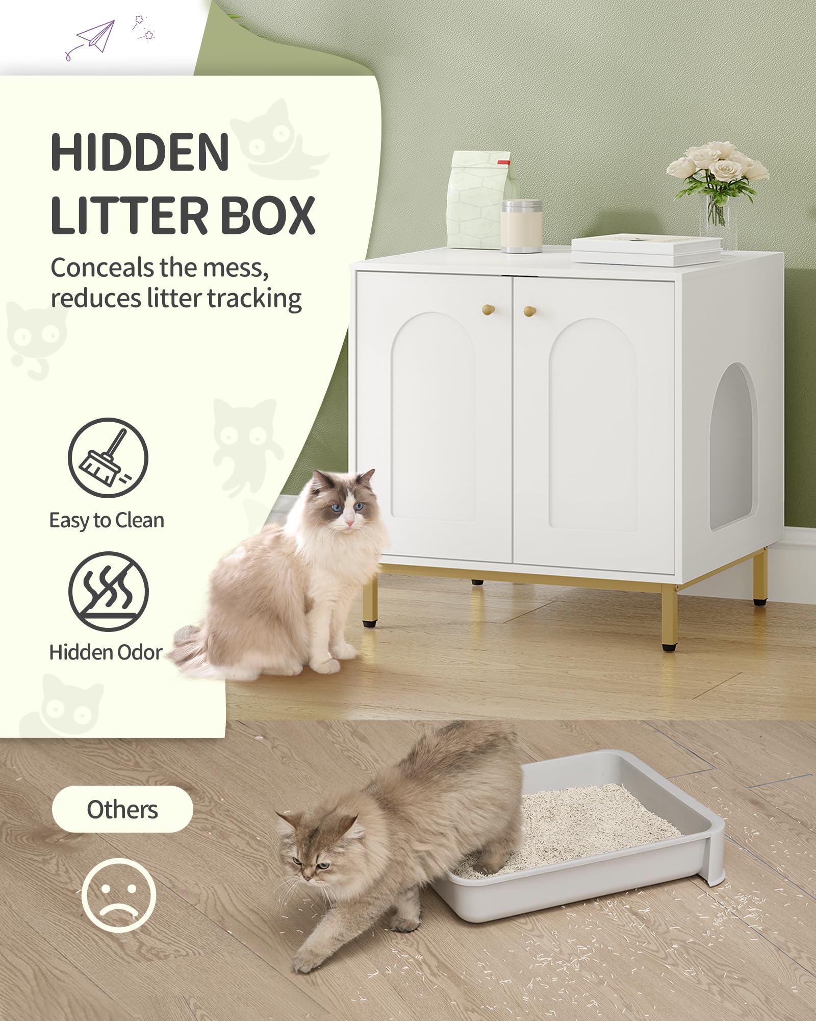 Hzuaneri side view showing interior space fits most litter boxes
