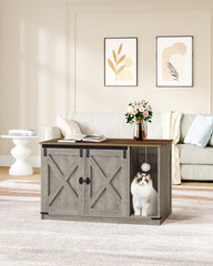 Hzuaneri cat litter box enclosure with door open demonstrates hidden odor-controlled space.