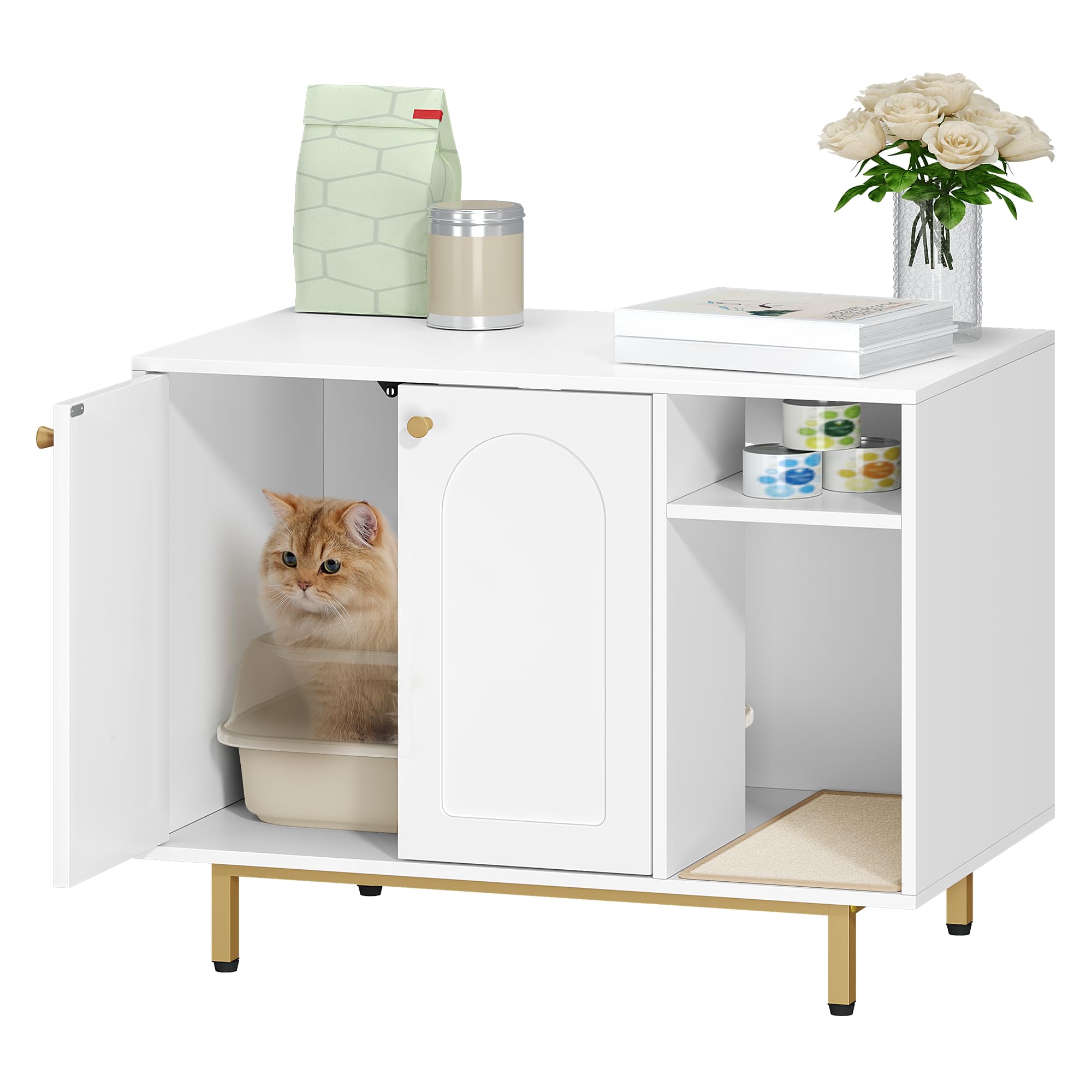 Hzuaneri cat litter box enclosure room-friendly design blends with decor