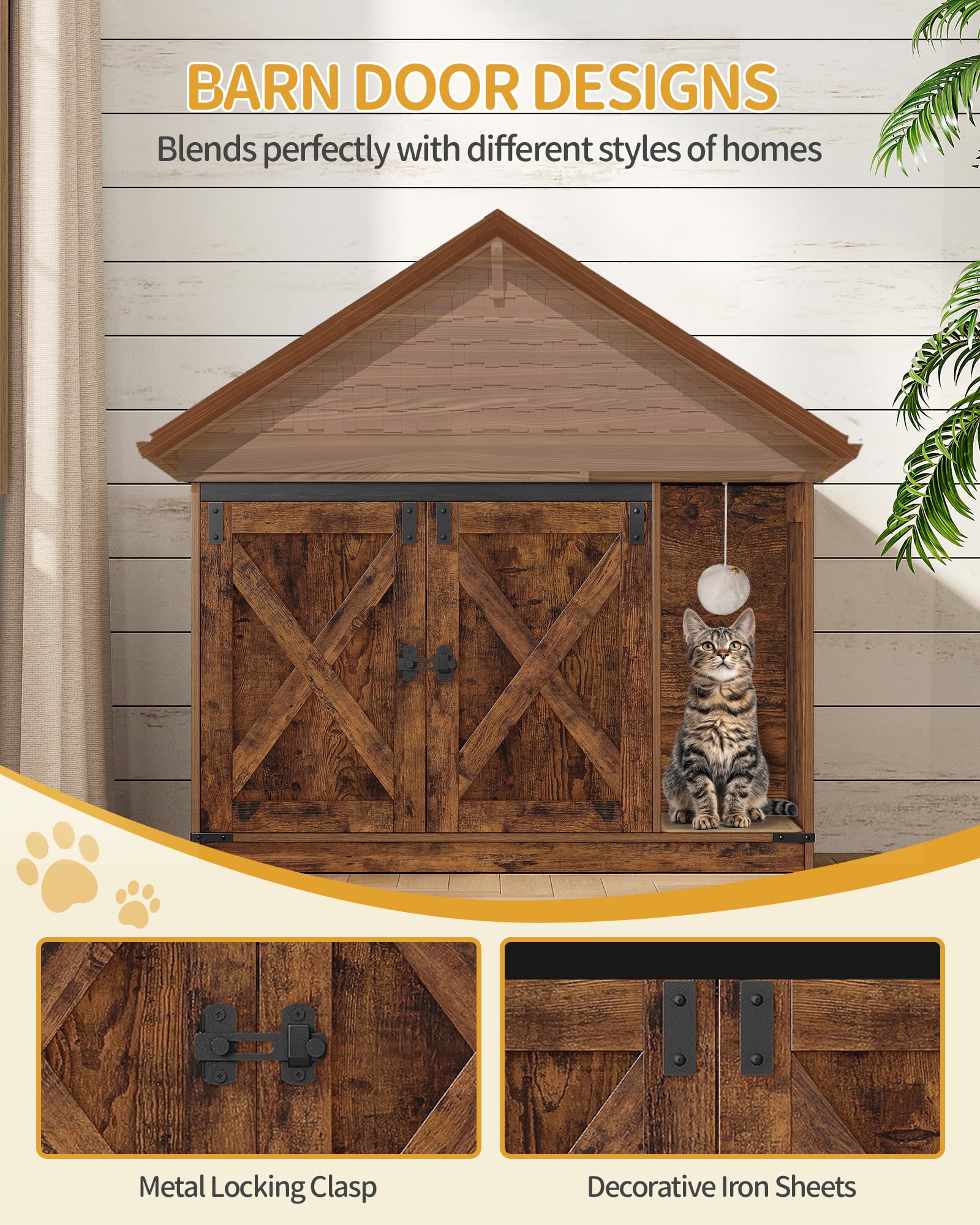 Hzuaneri cat-litter-box-enclosure-scratching-ball notes playful enrichment with bell.