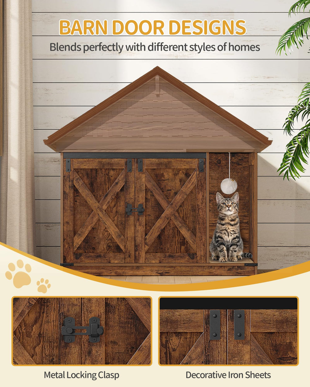 Hzuaneri cat-litter-box-enclosure-scratching-ball notes playful enrichment with bell.