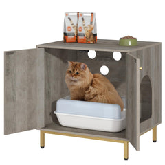 Hzuaneri Cat Litter Box Enclosure side-entrance shows customizable entry for cats and room layout.