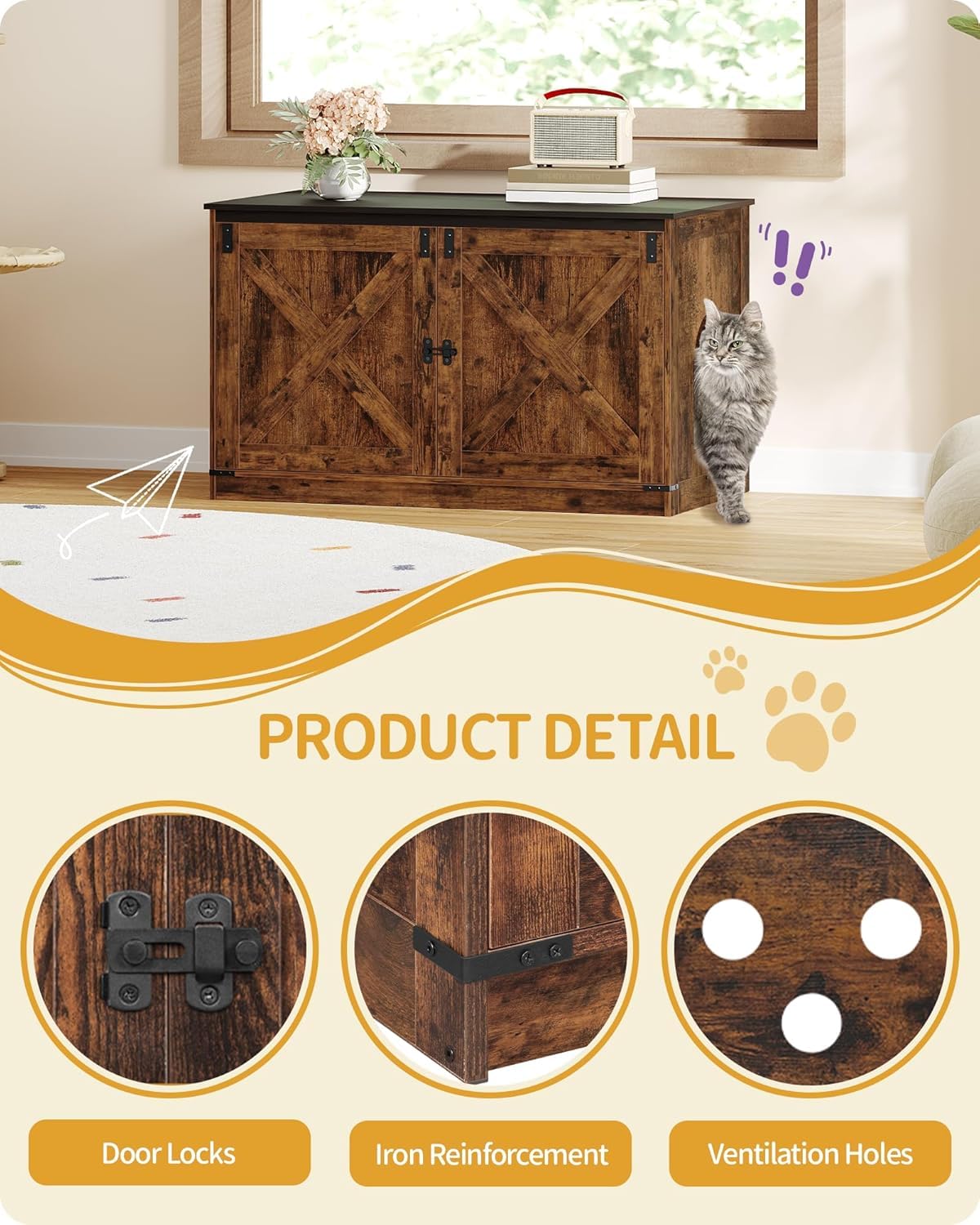 Hzuaneri cat litter box enclosure doubles as a side table beside seating.