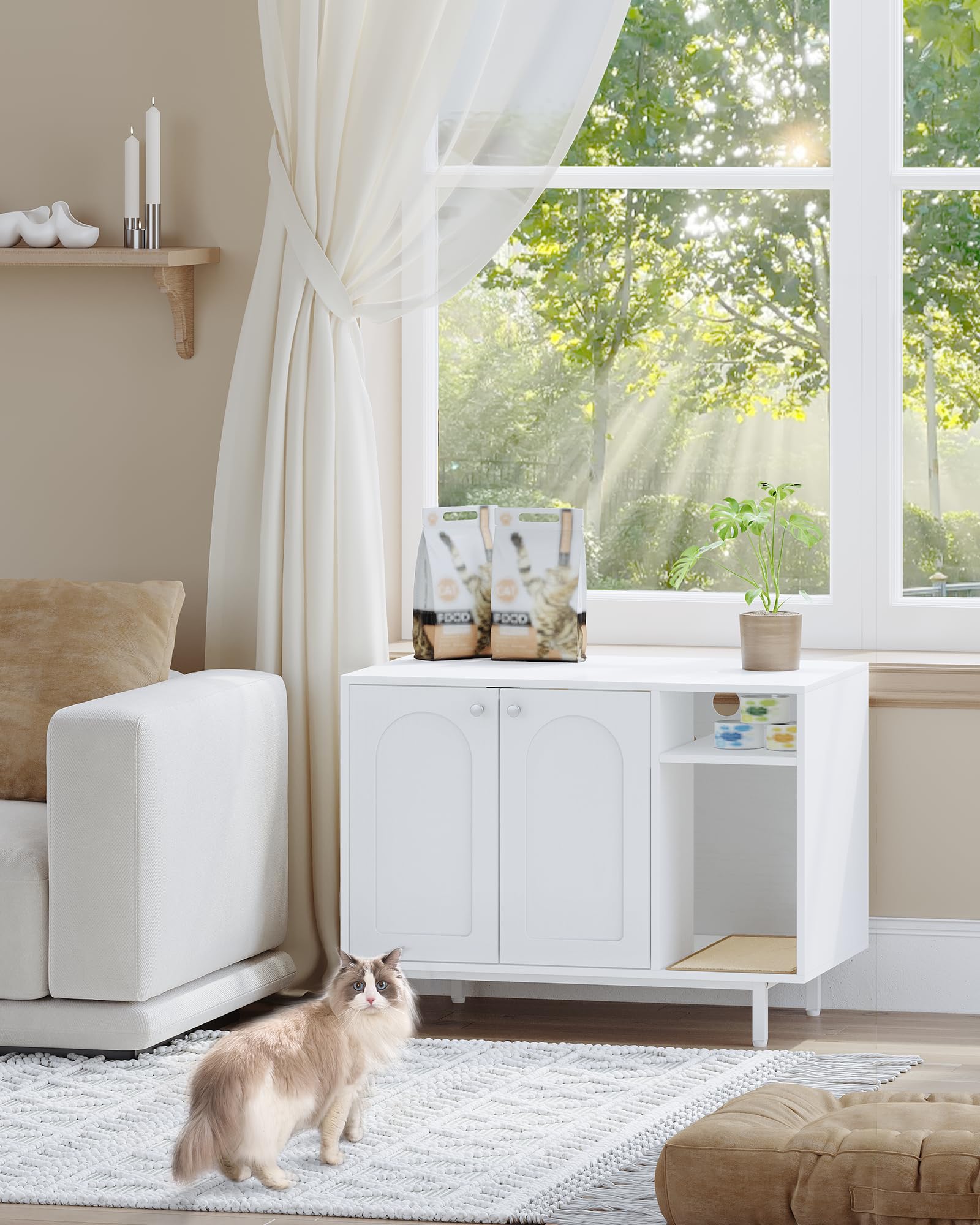 Hzuaneri cat litter box enclosure side view demonstrates compact storage for clutter-free entryways