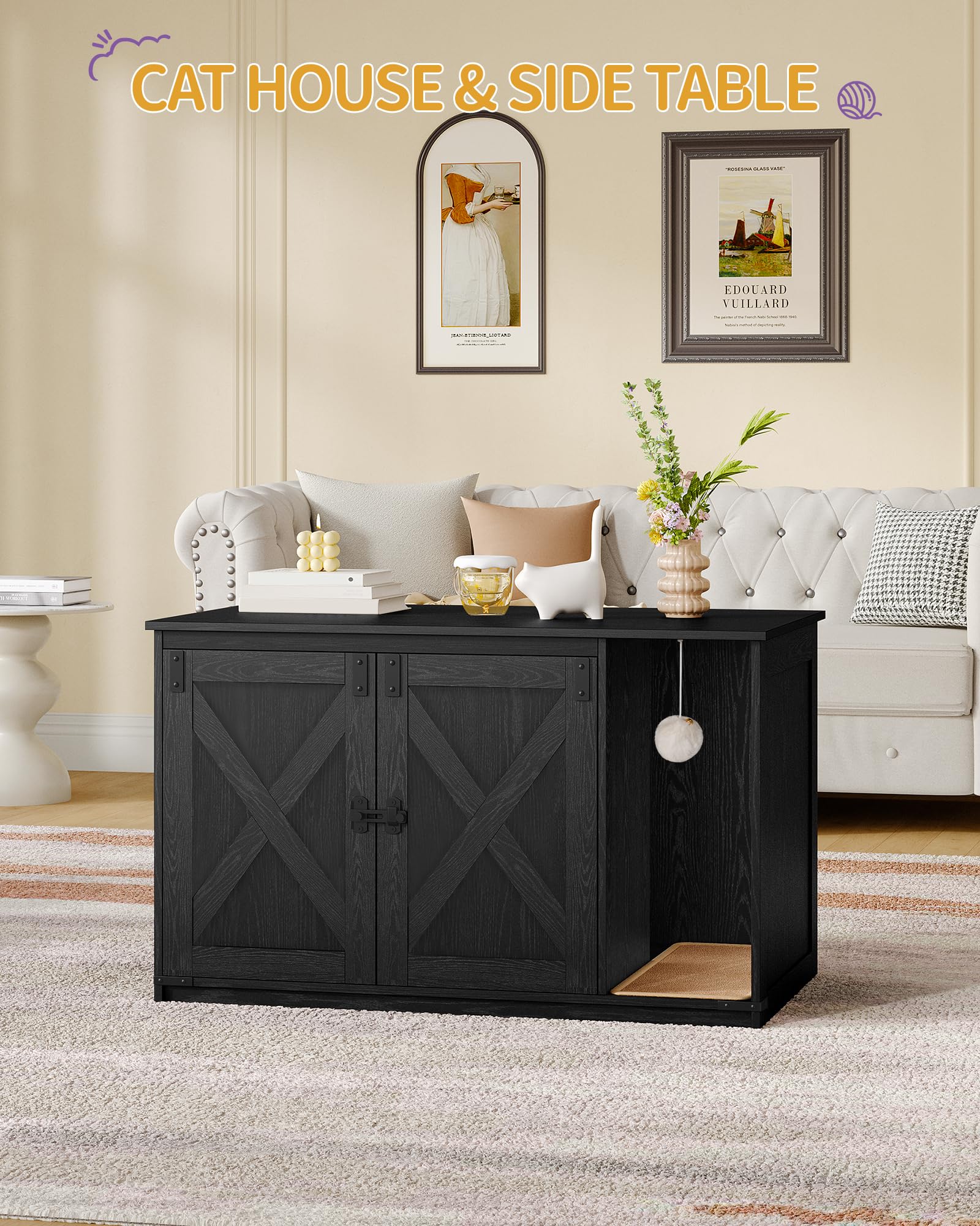 Hzuaneri cat-litter-box-enclosure side view shows privacy-friendly design for indoor spaces