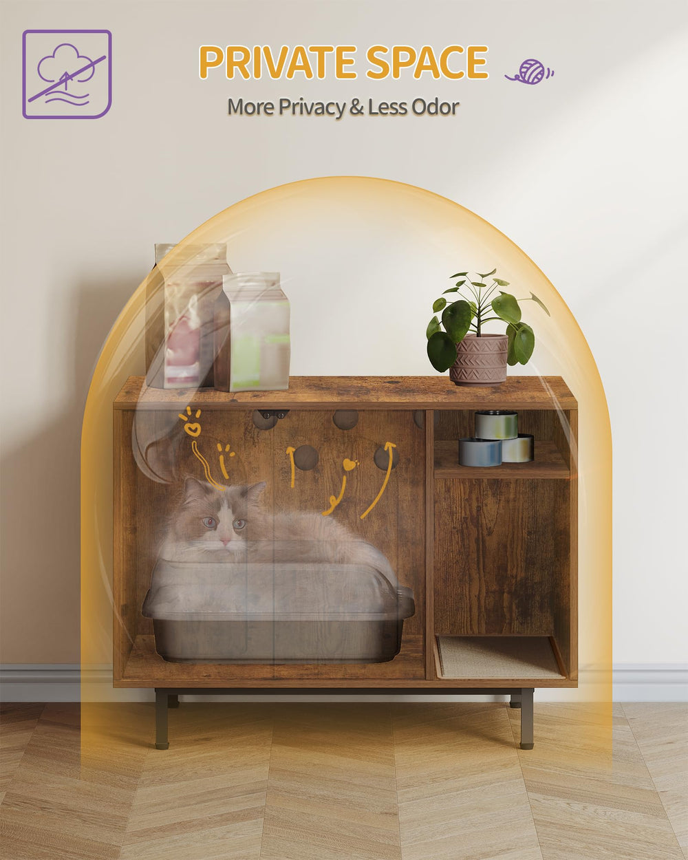 Hzuaneri enclosure storage drawer demonstrates practical organization for wipes and mats.