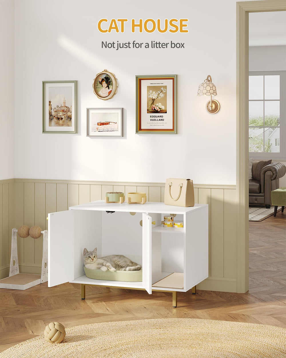 Hzuaneri cat litter box enclosure storage top shows convenient surface