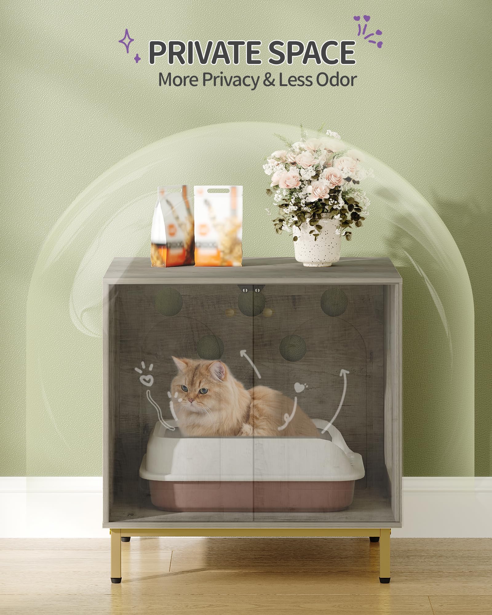 Hzuaneri Cat Litter Box Enclosure sturdy-frame emphasizes stability for daily use.