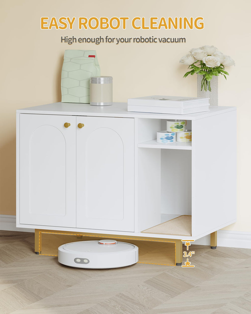 Hzuaneri cat litter box enclosure sturdy metal frame supports heavy top
