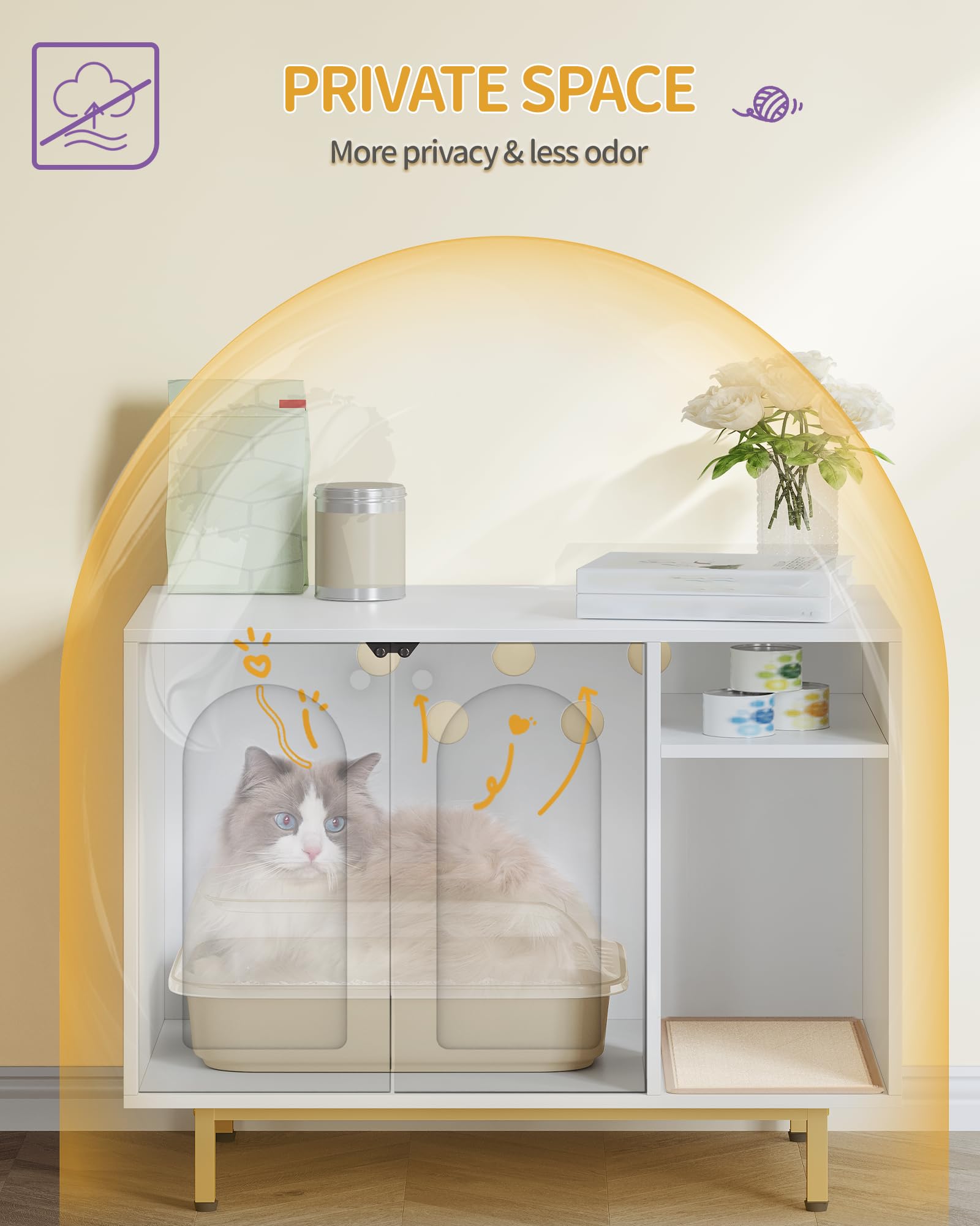 Hzuaneri cat litter box enclosure ventilation holes promote odor control and airflow