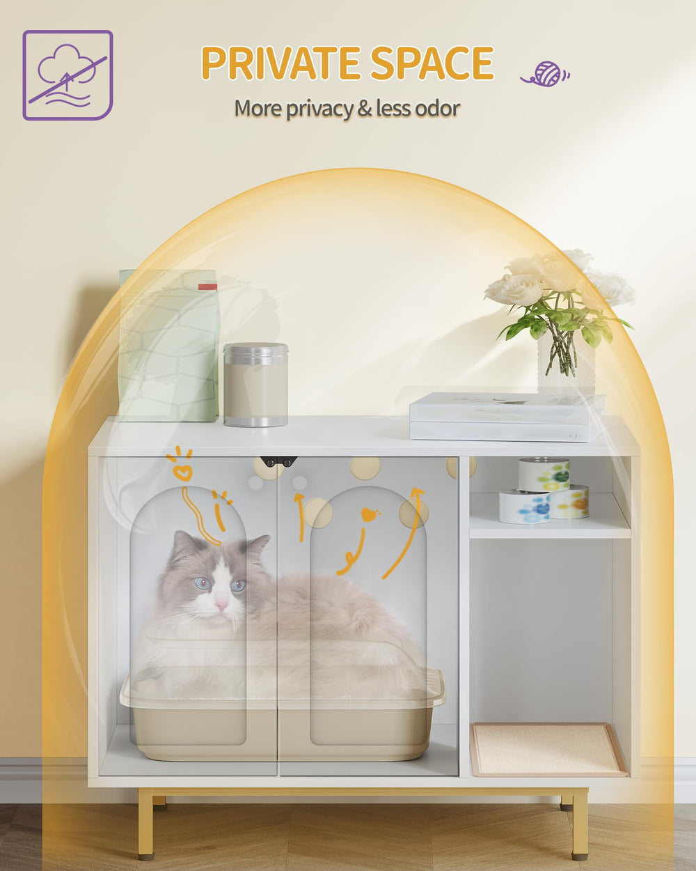 Hzuaneri cat litter box enclosure ventilation holes promote odor control and airflow