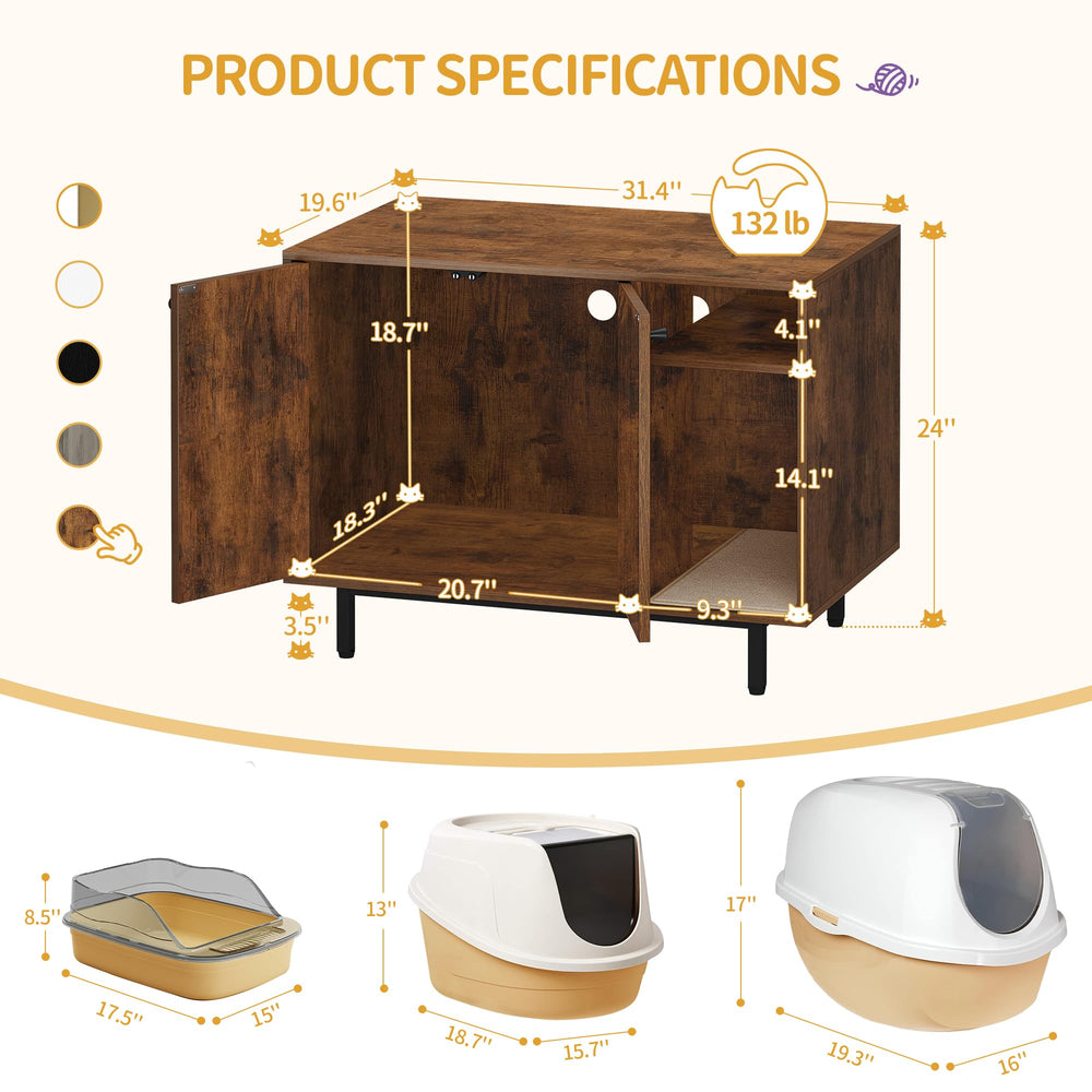 Hzuaneri litter box enclosure ventilation holes promote airflow and reduced scent.