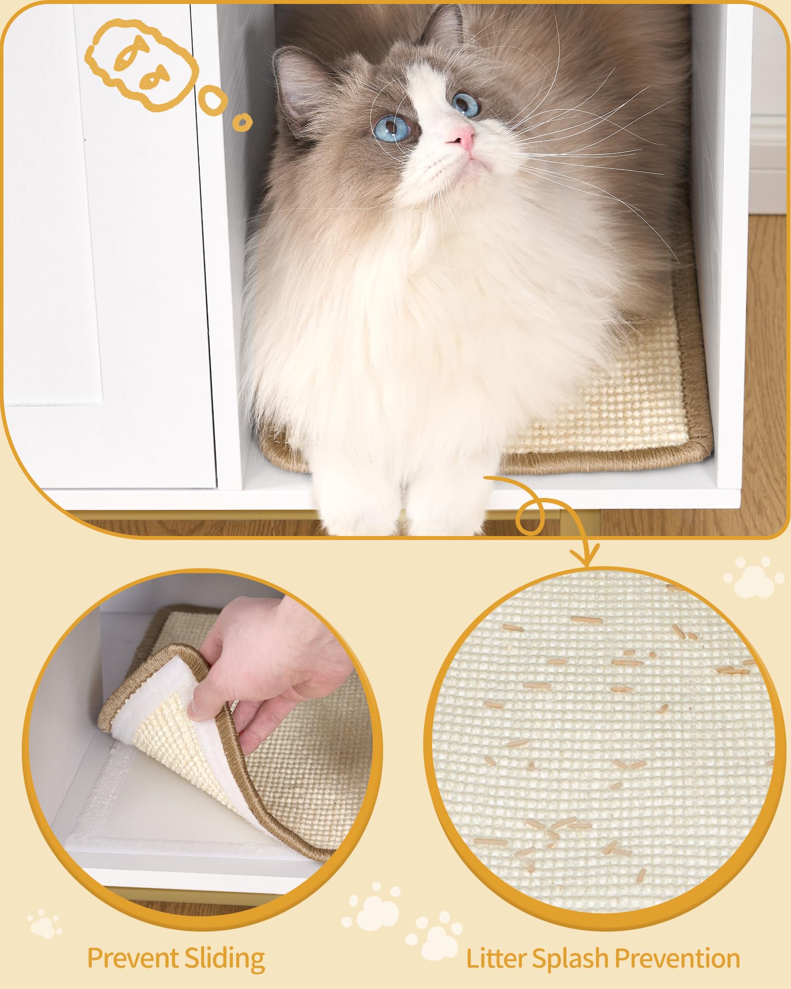 Hzuaneri cat litter mat image highlights litter pickup and easy cleanup