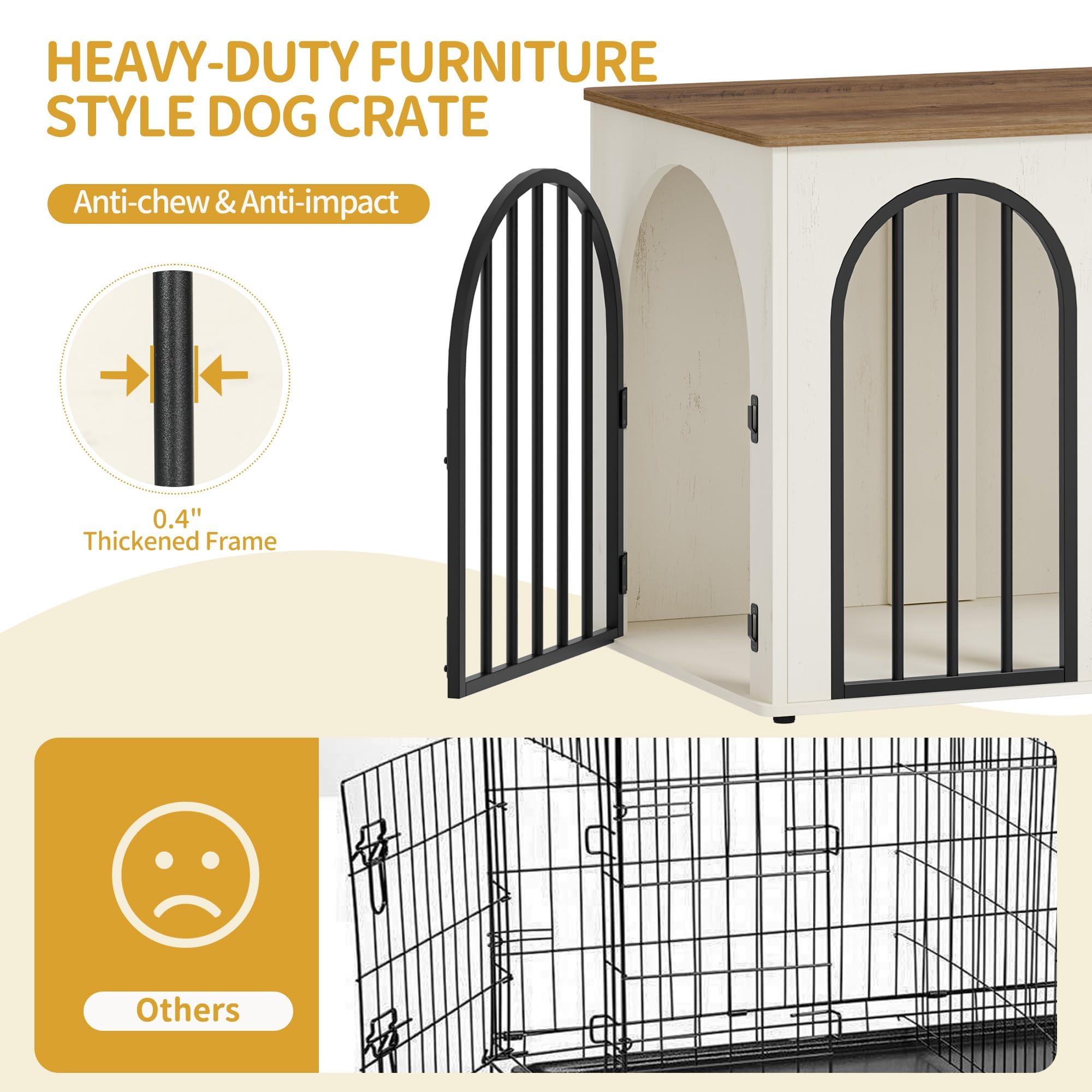 Hzuaneri dog crate as side table for compact room layouts.