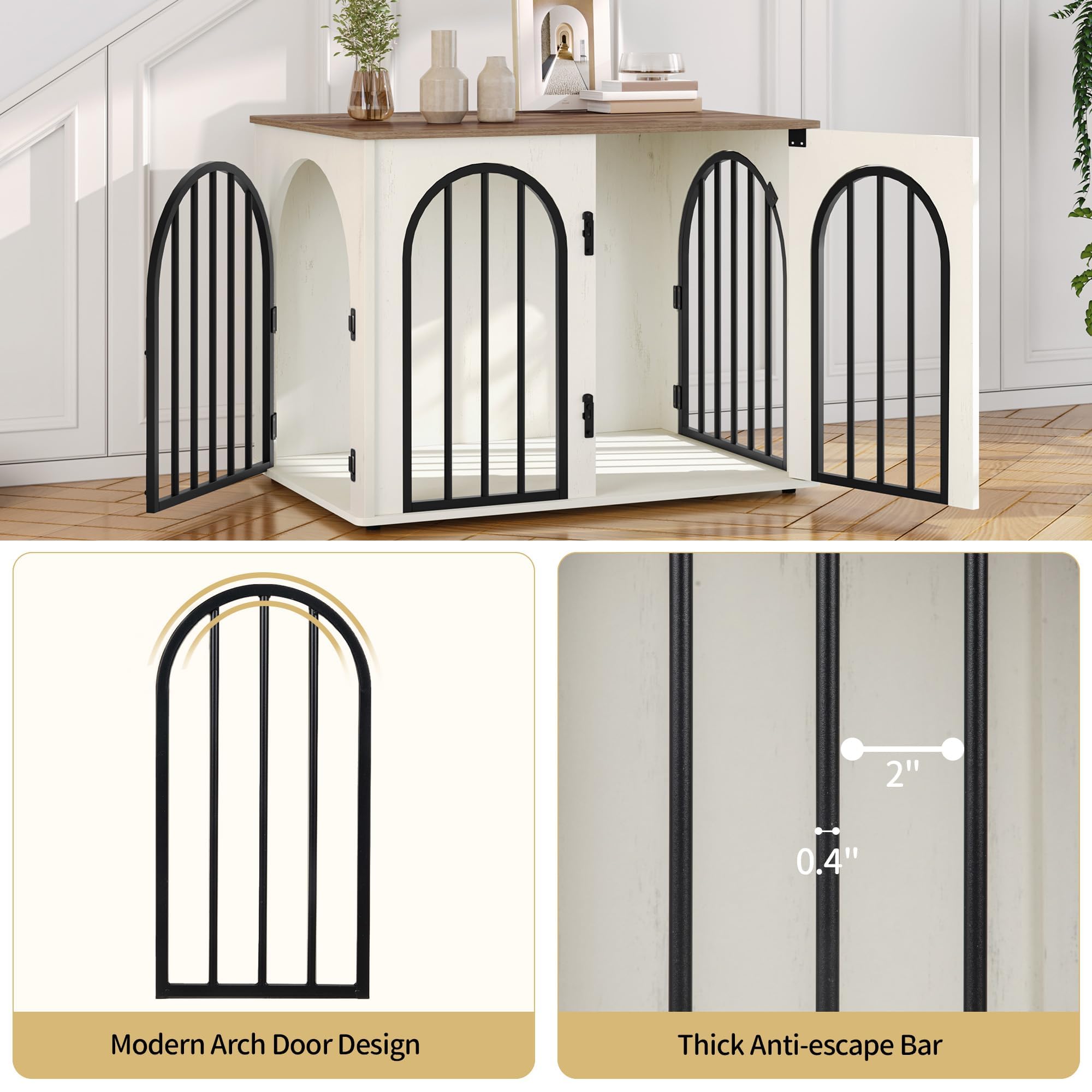 Hzuaneri dog crate as TV stand pairing pet space with entertainment area.