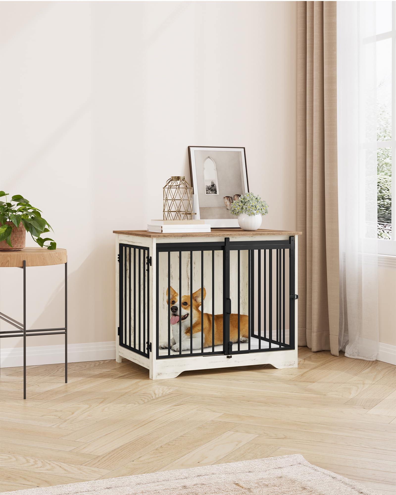 Hzuaneri dog crate furniture anti-chew anti-escape design protects furniture and pets