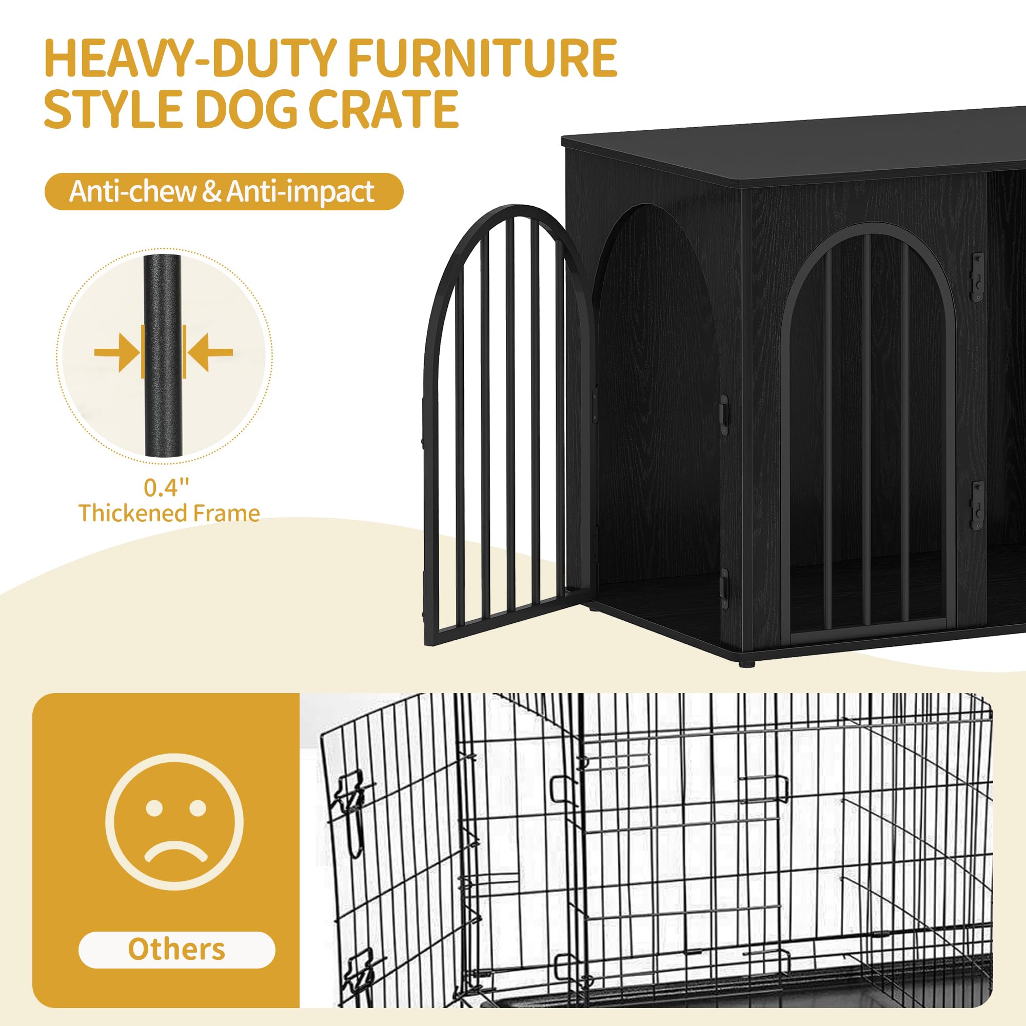 Hzuaneri dog crate used as bedside table for convenient pet access.