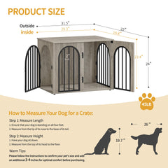 Hzuaneri dog crate wooden stand side view highlights integrated furniture look.