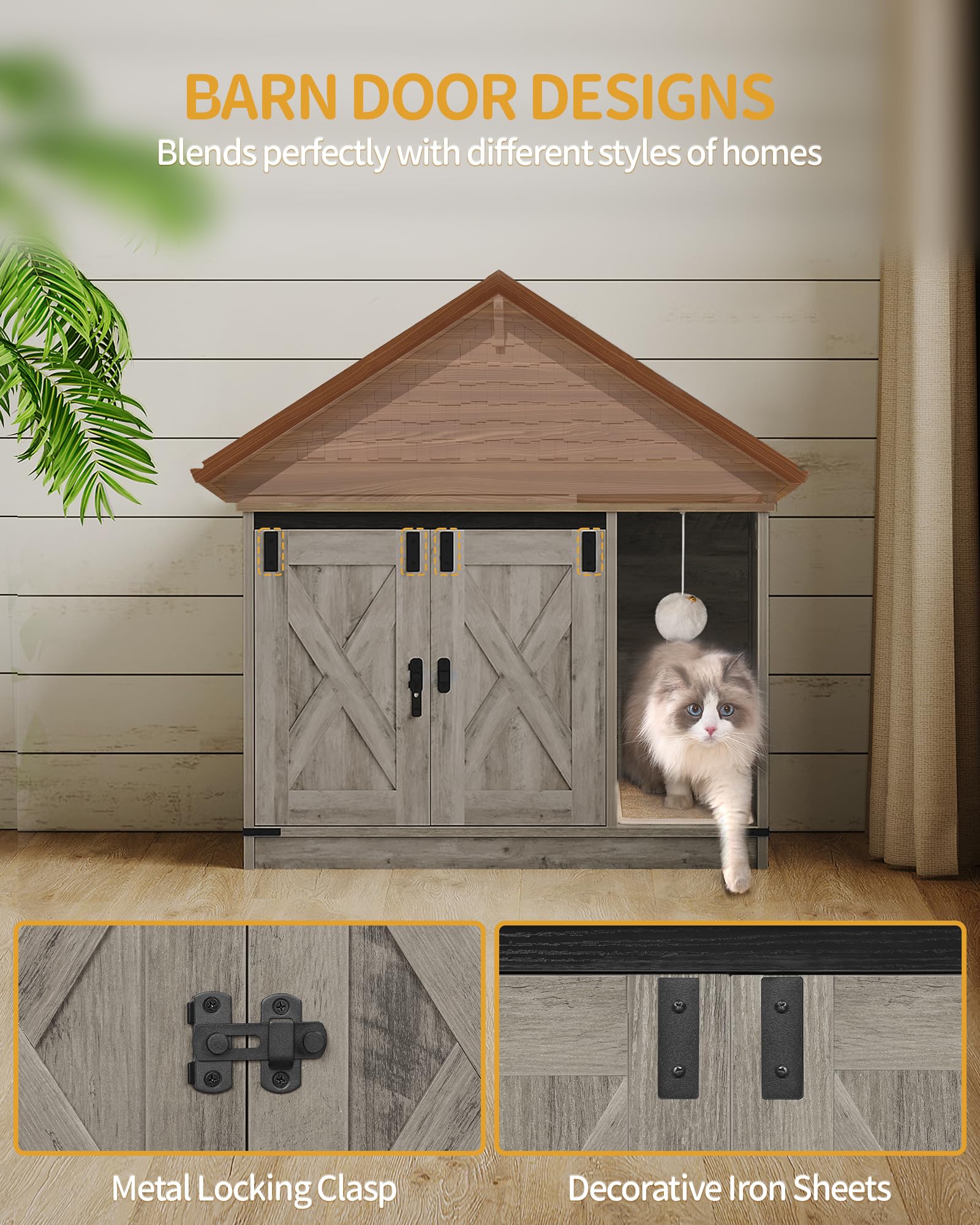 Hzuaneri farmhouse style litter box exterior with rustic decor cues